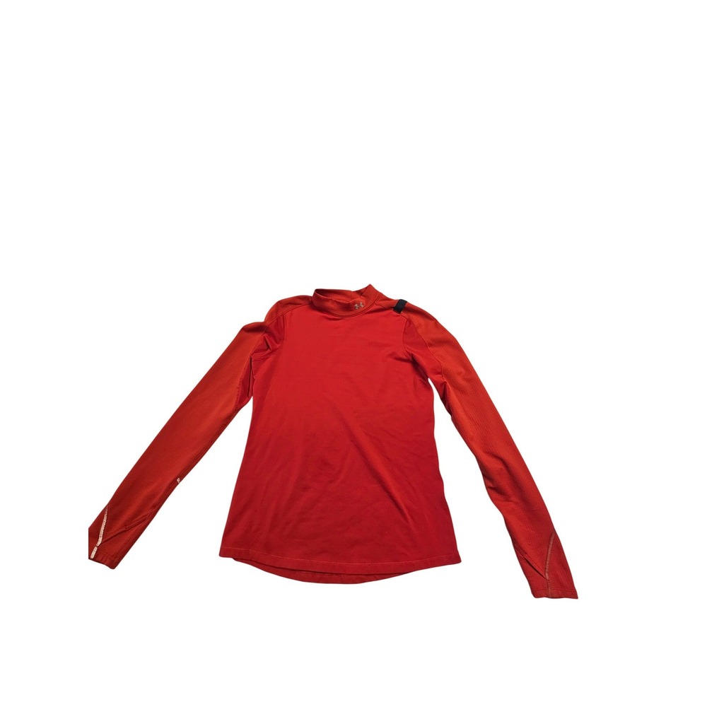Under Armour ColdGear Mens Medium Red Fitted Mock Neck Long Sleeve‎ Athletic Top